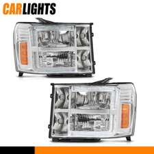 Led Crystal Headlights Leftright Fit For 07-13 Gmc Sierra 1500 2500hd 3500hd
