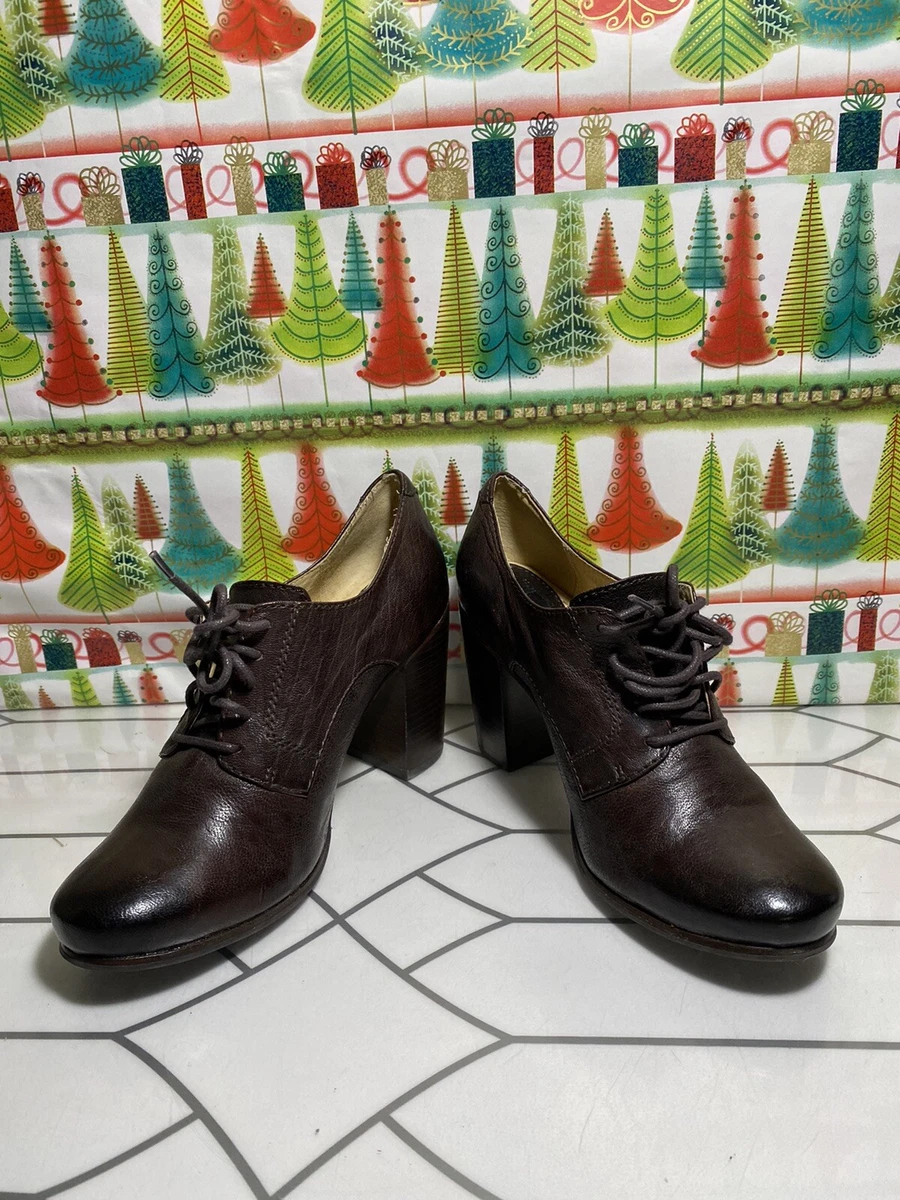 Frye Women s Carson Heel Oxford Brown Size US 9M Lace up