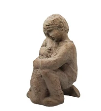 Sad Eyes Dee Crowley Austin Sculpture 1972 Little Boy & His Shaggy Sheep Dog