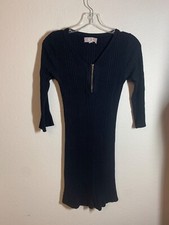 Pink Rose Petite Tight Knit Sweater Bodycon Dress Women's Size Small Black AD8