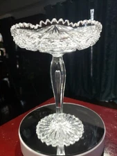 Extra Fine Quality Compote Bowl,  Antique American Brilliant Cut Glass Crystal