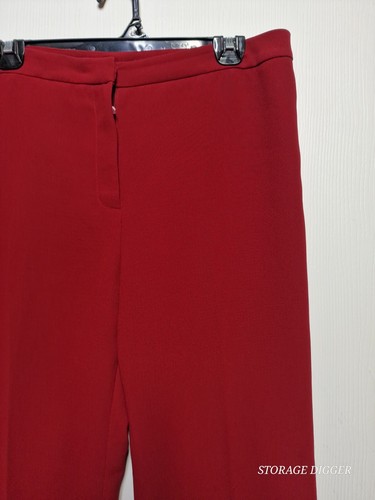 Womens Ankle Pants 10 Cherry Red Lined Flat Front Straight Leg High-Rise Zip Fly - Picture 3 of 14