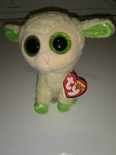 TY LALA WHITE LAMB 6" BEANIE BOOS- NEW  hang TAGS