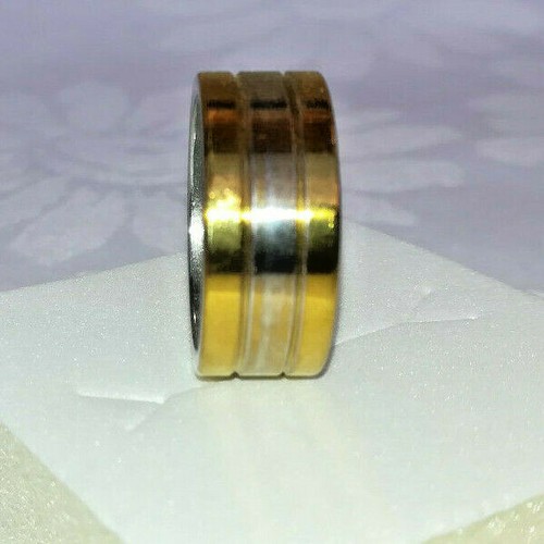 Edelstahl-Ring 2-farbig Streifen, 8mm breit, poliert, Ring, Gr. 17 - Picture 2 of 3