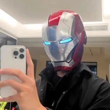 2025 Iron Man MK5 1:1 Helmet Wearable Voice-control Mask Cosplay Silver AUTOKING