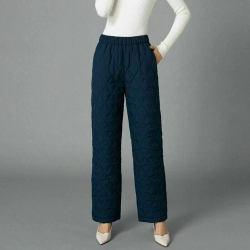 Women Thick Pants Padded Quilted Thermal Trousers Elastic Waist Sweatpants Grey - Bild 16 von 32
