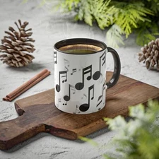 Music Notes Colorful Mugs, 11oz - 3D Rendering Coffee Cups,Musical Theme Tea Mug