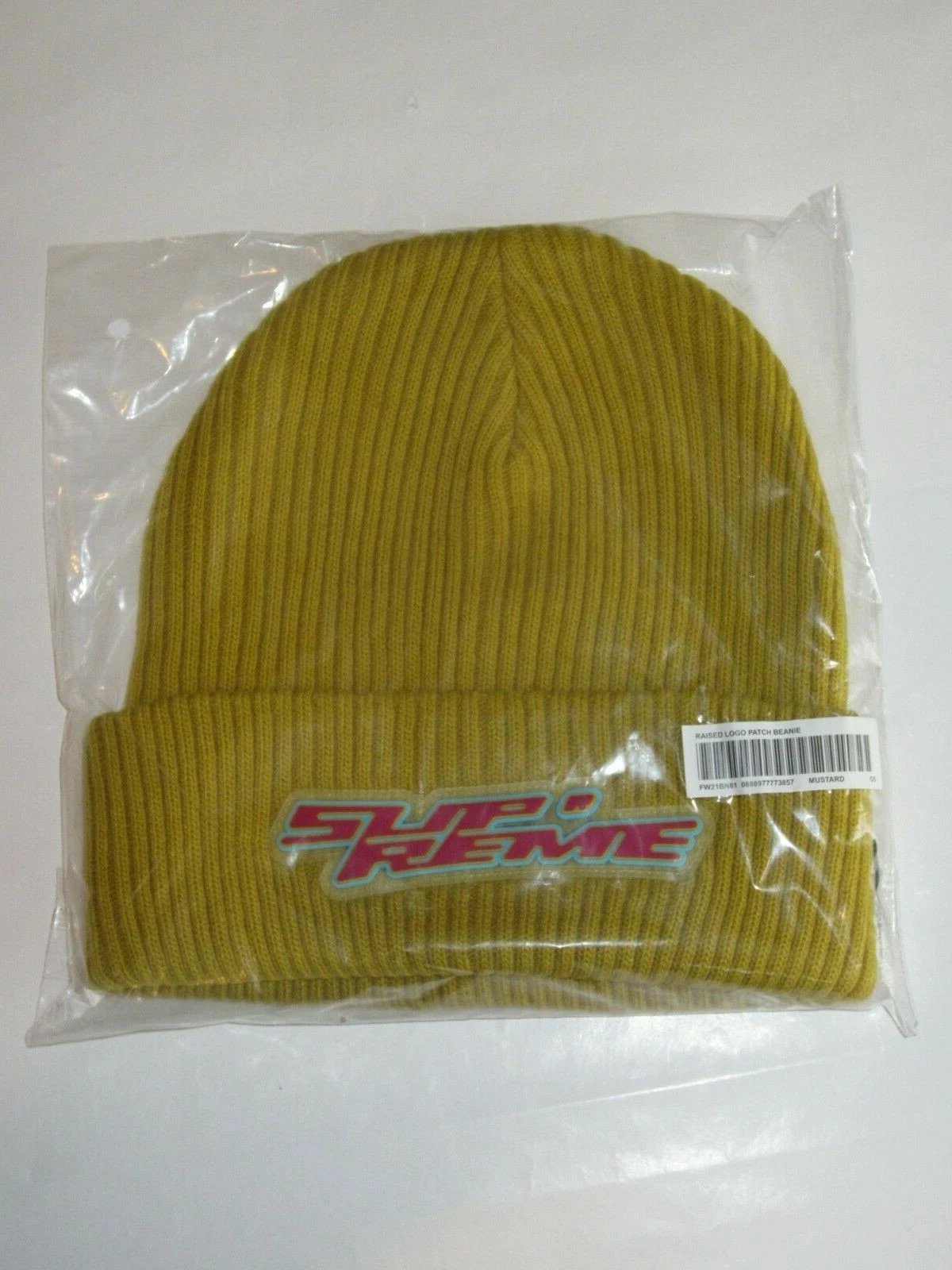 Casquette chapeau hiver SUPREME New York logo surélevé patch bonnet MOUTARDE NEUVE ! F/W 2021