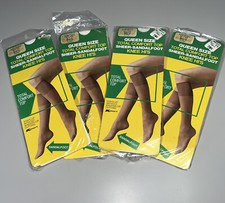 Vtg Lot/4 Kmart Queen Size Comfort Top Knee Hi  s Nylon Stockings 9-11 White NOS