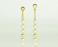 14k Yellow or White Gold Belly Button Dangle CZ Bezel Barbel Bar Ring 