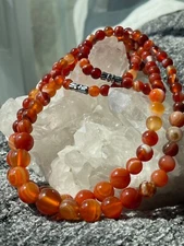 Carnelian Agate Choker Necklace Natural Round Beaded Necklace