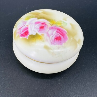 Royal Bayreuth Roses Bavaria Jewelry Dresser Trinket Jar Box Cottage Core