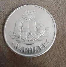TMNT Raphael COIN metal round silver  TEENAGE MUTANT NINJA TURTLES Raph Medal