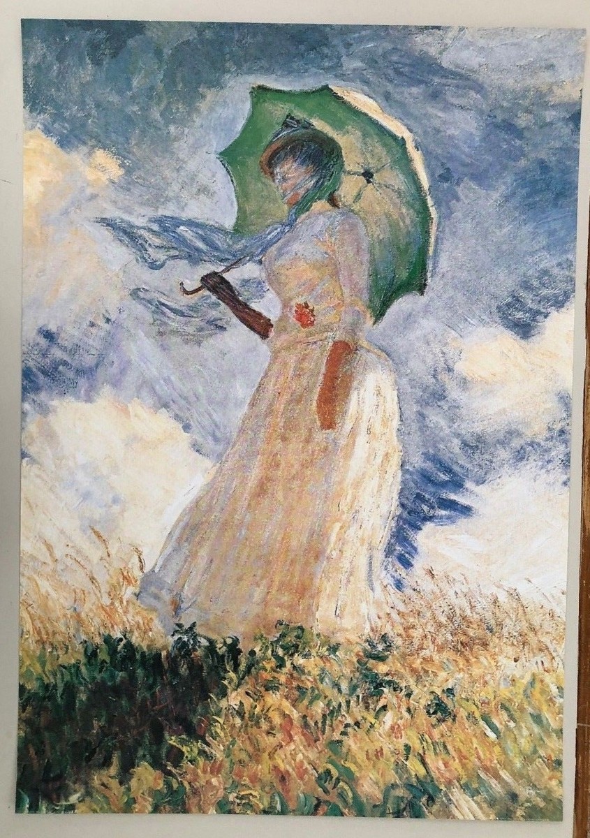 CLAUDE MONET, 'WOMAN WITH A PARASOL',, RARE AUTHENTIC 1980's ART