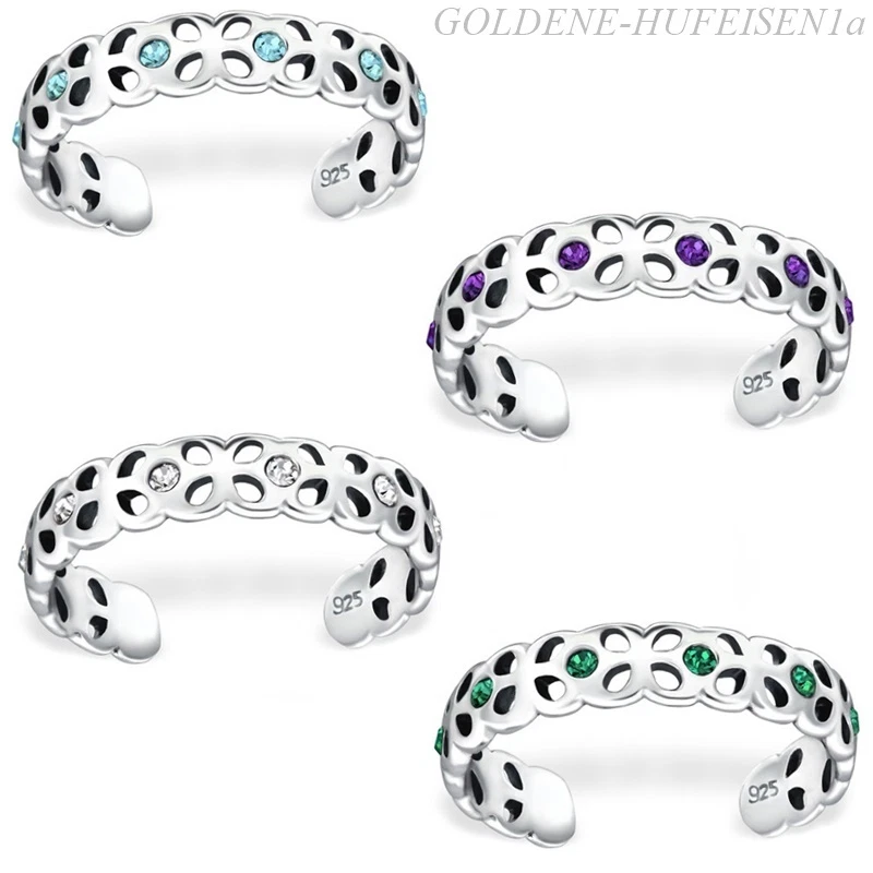 ZEHENRING Kristall Blume Fuß-Ring 925 Sterling Silber Damen Zehring xc-100