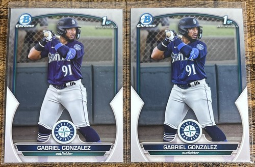 Lot (2) 2023 Bowman Chrome Prospect Gabriel Gonzalez 1st #BCP-133 Mariners Twins