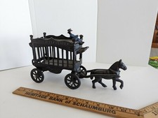 Vintage Cast IRON ART JM109 OVERLAND CIRCUS Horse WAGON 11" x 5.75" x 3.5"