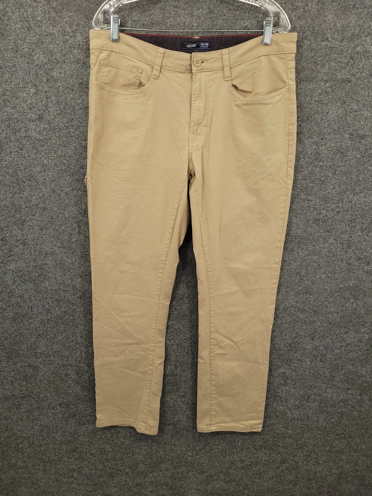 IZOD Cargo Pants Mens 34x30 Mid Rise Straight Leg Pockets Lightweight Beige