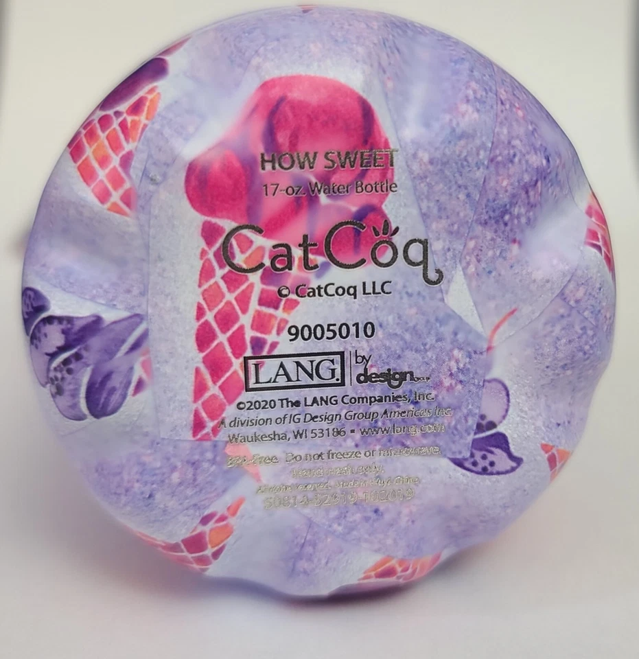 Botella de agua aislada de acero inoxidable SKYZ Cat Coq 17 oz - impresión de cono de helado Foto 4 de 4