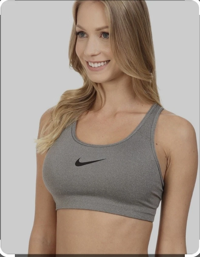 NEW! NIKE [L] Women's Swoosh Padded Sports/Yoga Bra-Carbon Heather CJ5949-091 - Image 2 of 4
