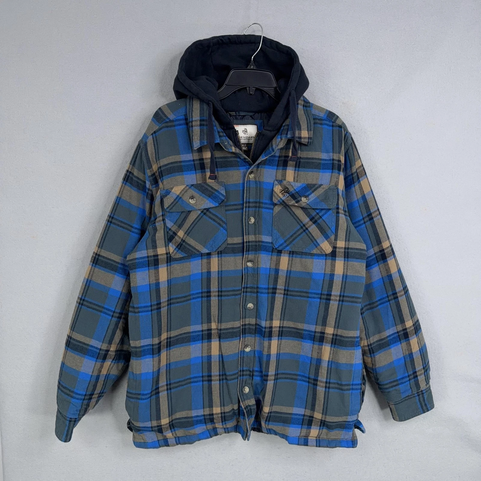 Legendary Whitetails Jacket Mens XL Tall Blue Plaid Hooded Quilted Flannel Lined
Opens in a new wind