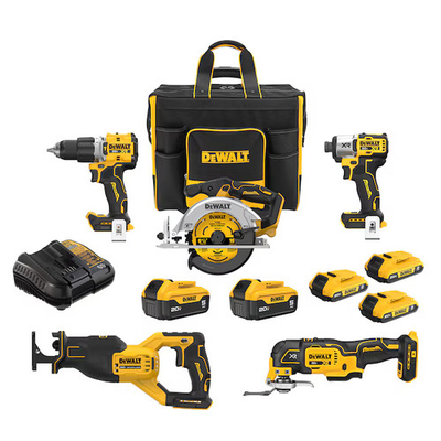 #ad DEWALT 20 volt max 5 Tool Power Tool Combo Kit with Soft Case 5 Batteries In $589.00