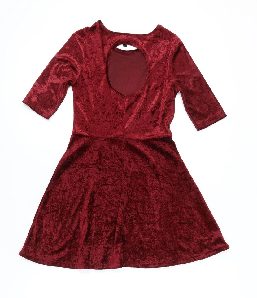 Vestido de terciopelo Topshop rojo línea A para mujer talla 8 Foto 3 de 4