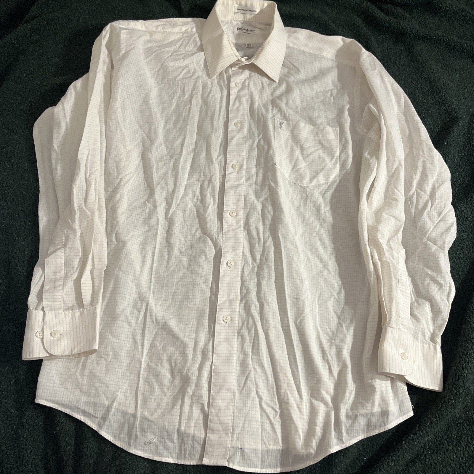 Camicia YSL Yves Saint Laurent uomo 16 5 33 34 monogramma logo abito manica lunga vintage