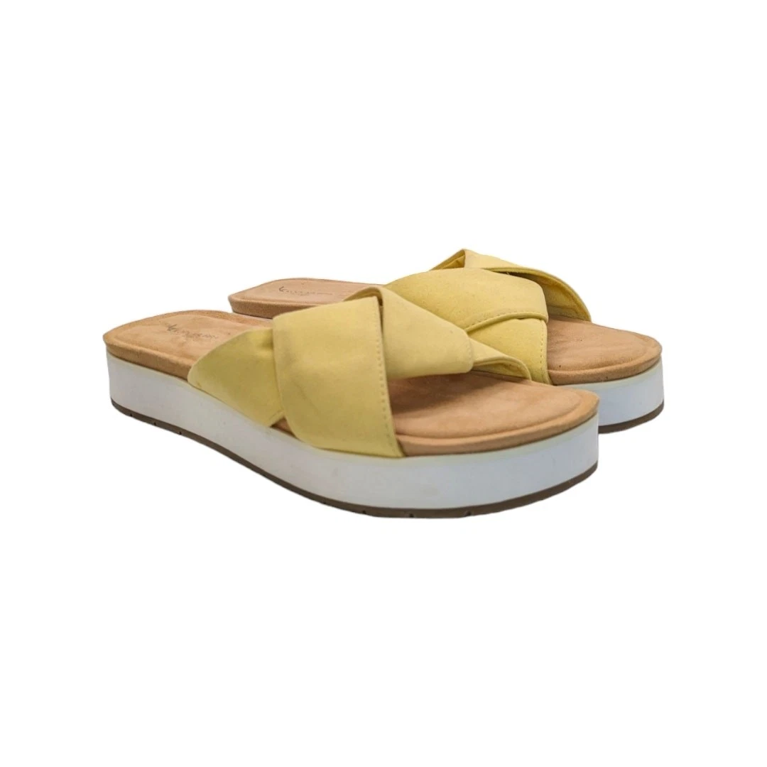UGG Koolaburra Carenza sandalo piatto slip on giallo banana pallido scarpe donna 9 5