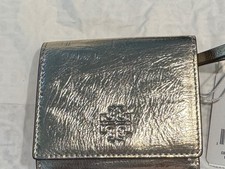 NWT TORY BURCH Britten Compact Wallet 159431 LEATHER METALLIC GOLD