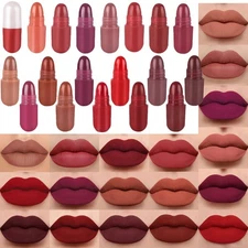 evpct 18 Pcs Capsule Pills Lipstick Mini Matte Lipstick Set for Women Long La...
