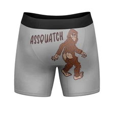 Mens Assquatch Boxer Briefs Funny Sassquatch Bigfoot Butt Joke Graphic Hilarious