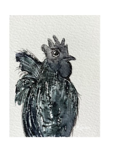 Aceo Painting Original By Kenna Chicken 2.5” X 3.5” Signed Art
