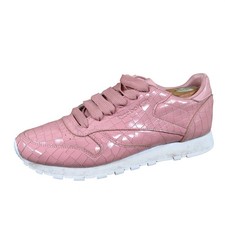 Reebok Classic Leather Crackle Womens Fashion Sneaker Size 9.5 Lifestyle Pink