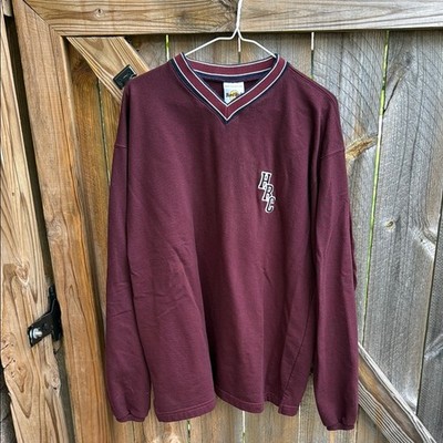 Hard Rock Cafe Maroon V-neck Embroidered Pull Over Sweatshirt Men s XL  Cancun 