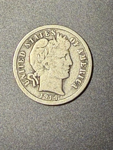 1914-D Barber Silver Dime, 90% Silver -