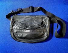 Black Leather Fanny Pack with Tablet Pocket