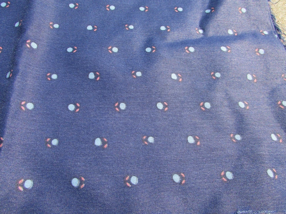 VTG Dark Blue with Blue Flowers & Pink Leaves Poly-Cotton Quilt Fabric 2 Yards - Image 3 of 4