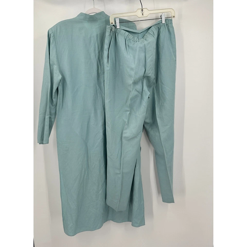 Conjunto de chaqueta de mujer minimalista de seda mezcla de lino talla 10 aguamarina mandarina Foto 2 de 4