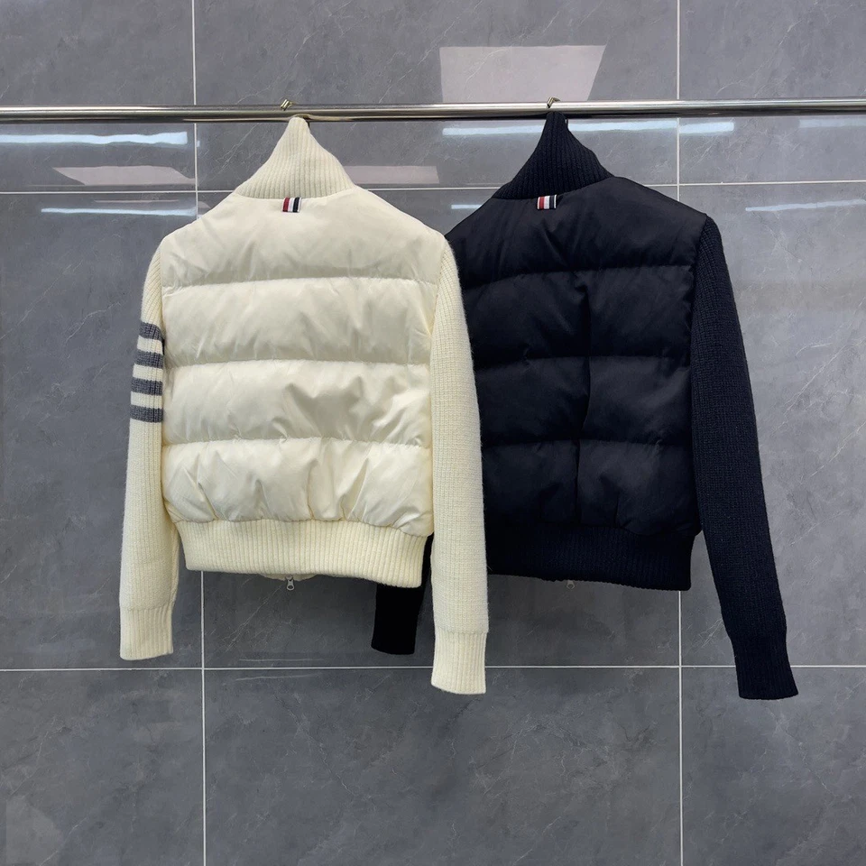 Thom Browne Women's Autumn New Classic Striped Wool Stand-up Collar Down Jacket - Image 2 of 4