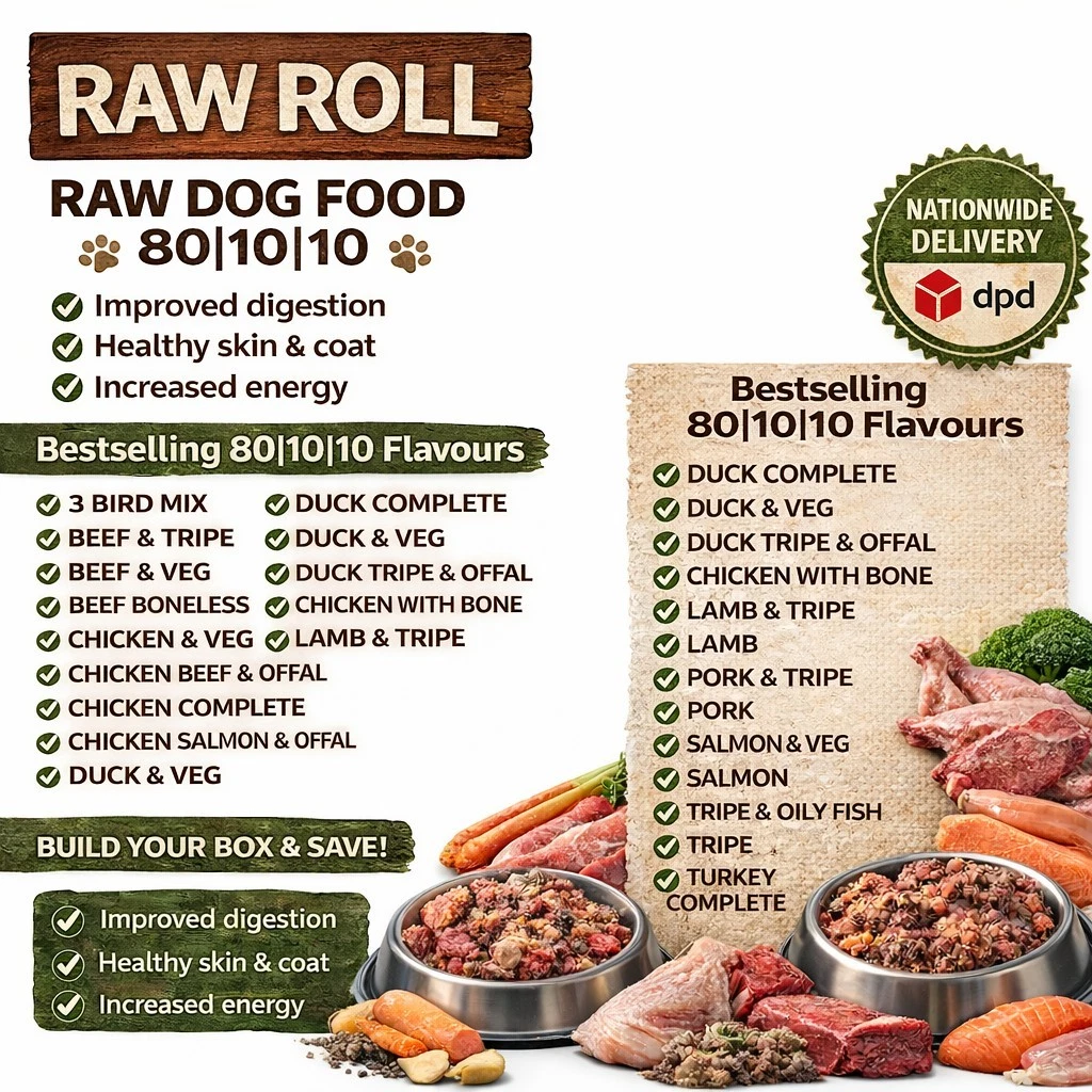 Raw Roll BUNDLE High Quality Frozen Barf Dog Food Meat 80|10|10 non Chicken