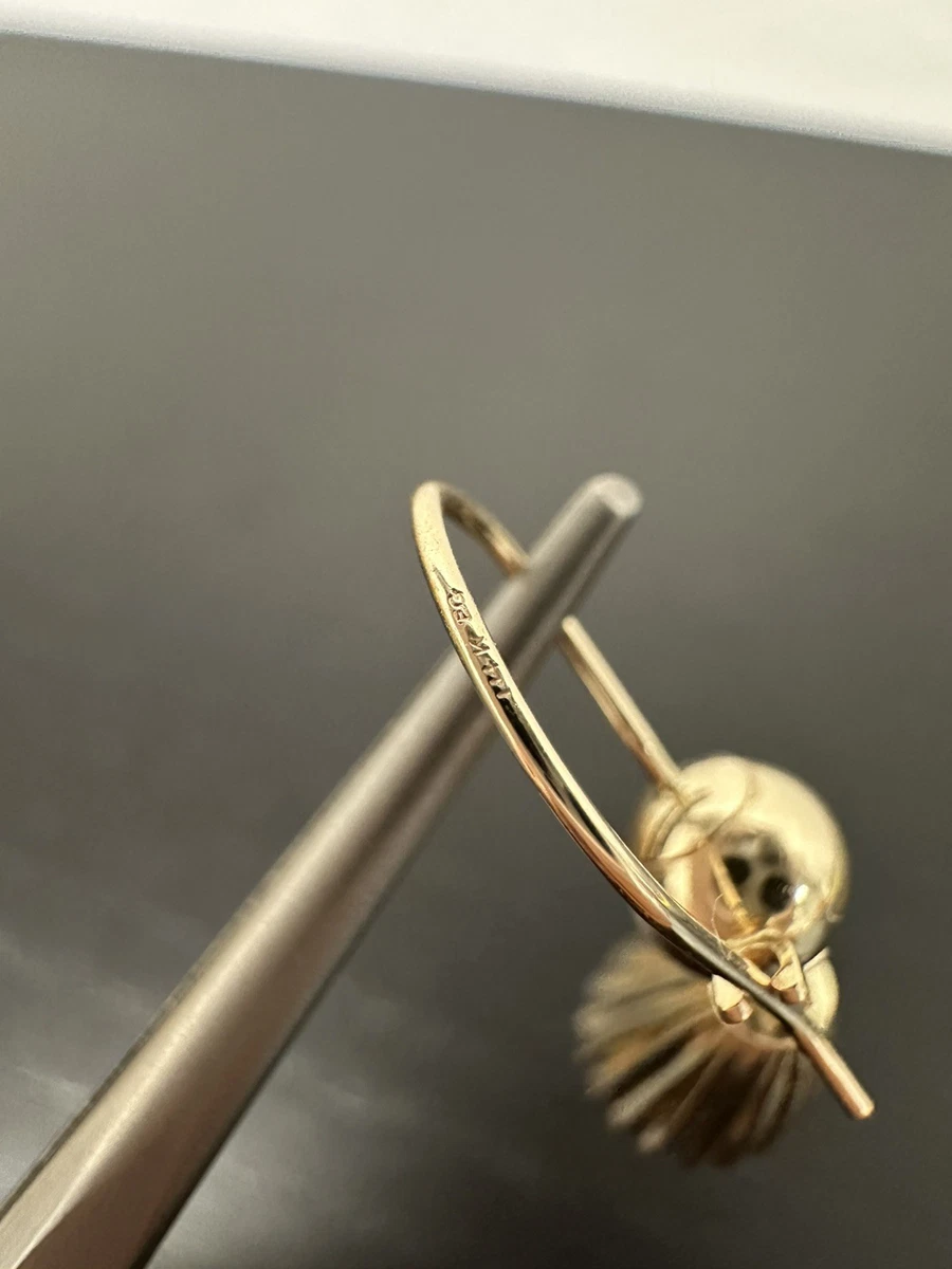 Vintage 14K Italy Yellow Gold Drop Dangle sphere modernist Earrings Estate