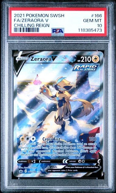 ZERAORA V (2021) POKEMON CHILLING REIGN (ALTERNATE ART) - 166/198 PSA 10