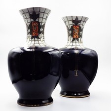 FREDERICK RHEAD Art Nouveau Trellis Pattern Large PAIR OF VASES