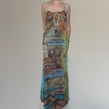 Vintage Save the Queen Egyptian motif maxi dress