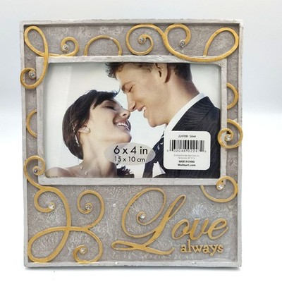 Picture Frame Wedding Day Engaged Valentines 6x4 Love Always Silver Tone