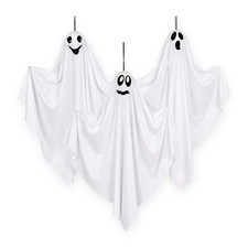 3 Pack Hanging Halloween Ghost Decorations with Unique Faces