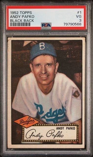 1952 TOPPS ANDY PAFKO (BLACK BACK)  #1  PSA 3  (NEW LABEL)