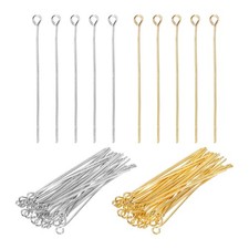 1.8 Inch Eye Pins, Jewelry Making Headpins-400Pcs Silver Gold