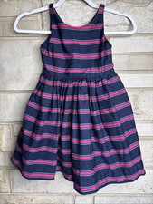 Polo Ralph Lauren Girls Size 6 Pink and Dark Blue Stripe Dress Sleeveless Lined